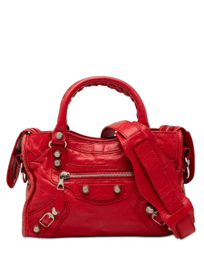 Pre-owned Balenciaga 2013 Mini Lambskin Motocross Giant 12 City Satchel In Red