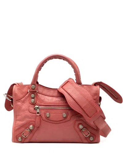 Pre-owned Balenciaga 2013 Mini Lambskin Motocross Giant 21 City Satchel In Red