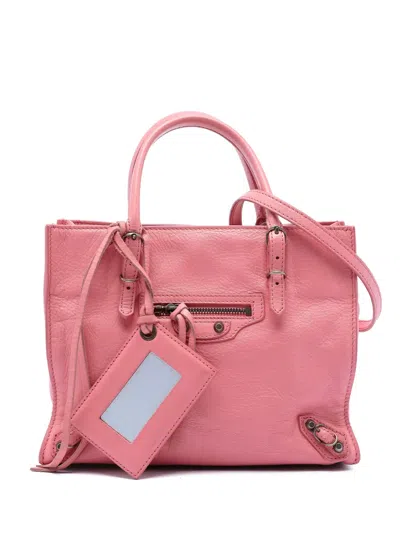Pre-owned Balenciaga 2013 Mini Leather Papier A4 Zip Around Tote Satchel In Pink
