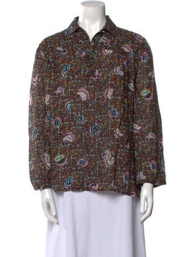 Pre-owned Balenciaga 2013 Printed Blouse In Black