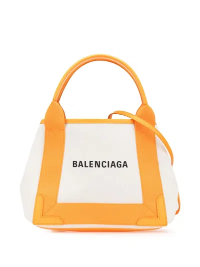 Pre-owned Balenciaga 2014-2024 Canvas Navy Cabas Xs Satchel