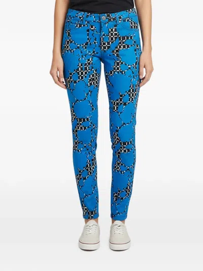 Pre-owned Balenciaga 2014 Abstract-print Skinny Jeans In Blue