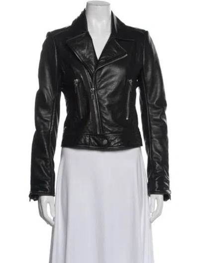 Pre-owned Balenciaga 2014 Lamb Leather Biker Jacket In Black