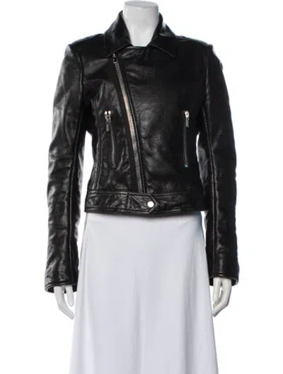 Pre-owned Balenciaga 2014 Lamb Leather Biker Jacket In Black