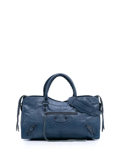 Pre-owned Balenciaga 2014 Lambskin Motocross Classic Part Time Satchel In Blue