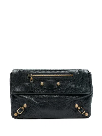 Pre-owned Balenciaga 2014 Lambskin Motocross Giant 12 Envelope Clutch Bag In Blue