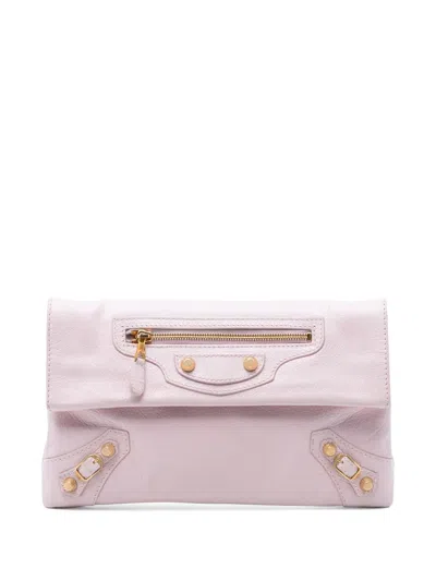 Pre-owned Balenciaga 2014 Lambskin Motocross Giant 12 Envelope Clutch Bag In Pink