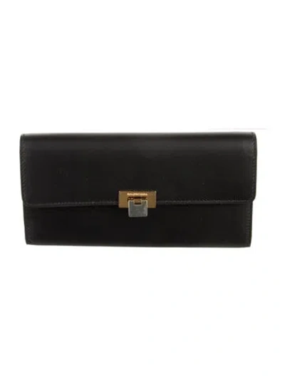 Pre-owned Balenciaga 2014 Le Dix Continental Flap Wallet Continental Wallet In Black
