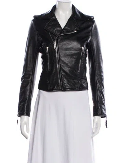 Pre-owned Balenciaga 2014 Leather Biker Jacket In Green