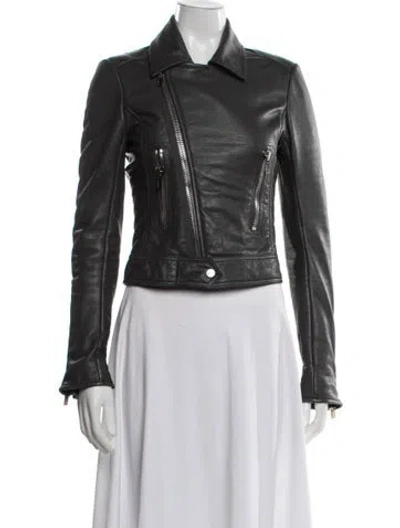 Pre-owned Balenciaga 2014 Leather Biker Jacket In Grey