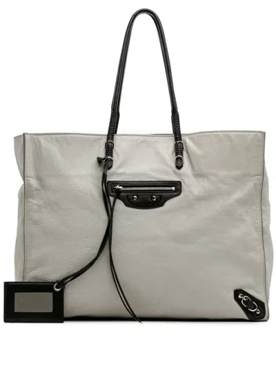 Pre-owned Balenciaga 2014 Leather Papier A4 Tote Bag In Gray