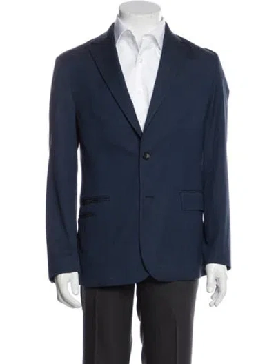 Pre-owned Balenciaga 2014 Virgin Wool Blazer In Blue