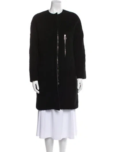 Pre-owned Balenciaga 2014 Virgin Wool Faux Fur Coat In Black