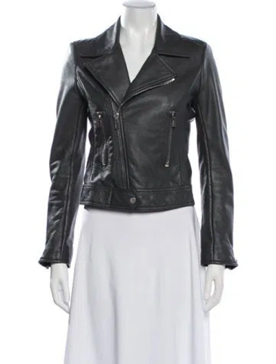 Pre-owned Balenciaga 2014-2015 Lamb Leather Biker Jacket In Grey