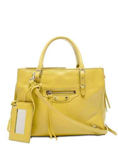 Pre-owned Balenciaga 2015-2025 Mini The Paper Shoulder Bag In Yellow