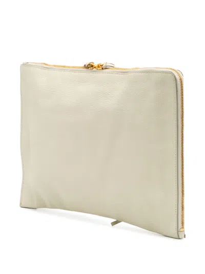 Pre-owned Balenciaga 2015 Chevre Motocross Classic Metallic Edge Clutch Bag In White