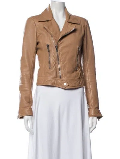 Pre-owned Balenciaga 2015 Lamb Leather Biker Jacket In Neutral