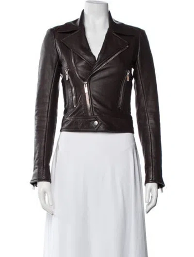 Pre-owned Balenciaga 2015 Leather Biker Jacket In Grey