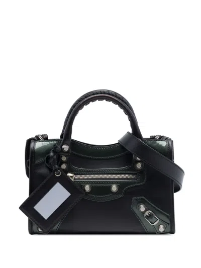 Pre-owned Balenciaga 2015 Mini Lambskin And Patent Motocross Giant 21 City Satchel In Black