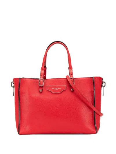 Pre-owned Balenciaga 2015 Mini Leather Papier A6 Zip Around Satchel In Red