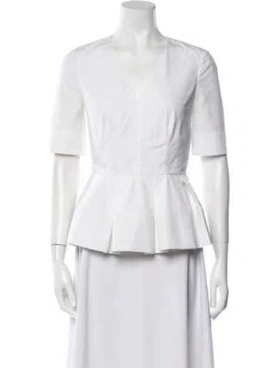 Pre-owned Balenciaga 2015 Plunge Neckline Blouse In White