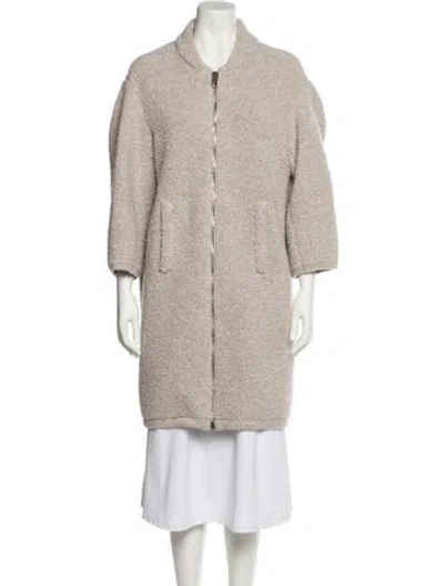Pre-owned Balenciaga 2015 Virgin Wool Coat In Neutral
