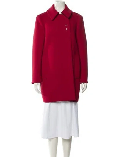 Pre-owned Balenciaga 2015 Virgin Wool Peacoat In Red