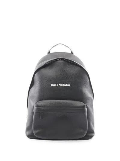 Pre-owned Balenciaga 2015-2026 Leather Everyday Backpack In Black