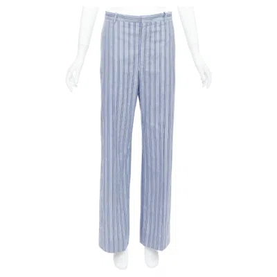 Pre-owned Balenciaga 2016 Blue White Striped Cotton Casual Pajama Pants Fr34 Xs