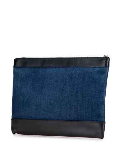 Pre-owned Balenciaga 2016 Denim Navy Clip M Clutch Bag In Black