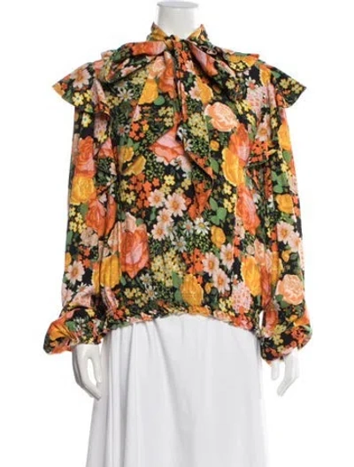 Pre-owned Balenciaga 2016 Floral Print Blouse In Black
