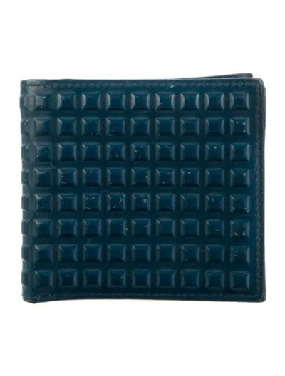 Pre-owned Balenciaga 2016 Grid Square Bifold Wallet In Blue