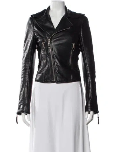 Pre-owned Balenciaga 2016 Lamb Leather Biker Jacket In Black