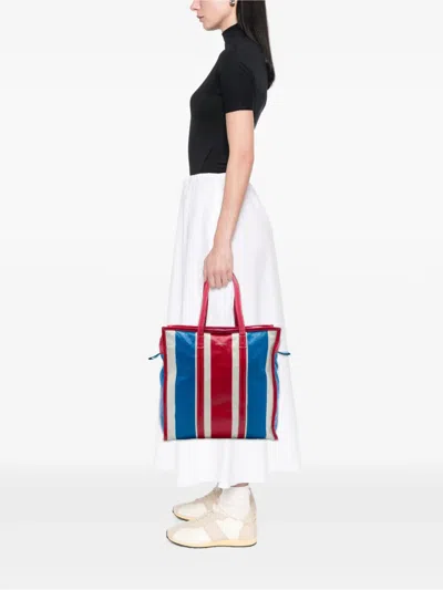 Pre-owned Balenciaga 2016 Lambskin Bazar Shopper M Satchel In Red