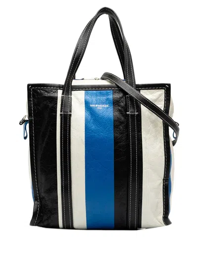 Pre-owned Balenciaga 2016 Lambskin Bazar Shopper S Satchel In Blue