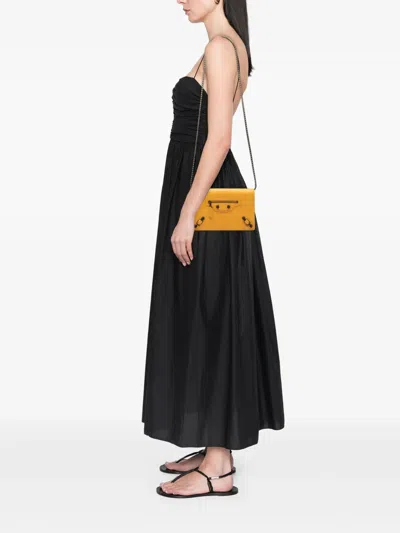 Pre-owned Balenciaga 2016 Lambskin Motocross Giant 12 Continental Flap Wallet On Chain Crossbody Bag In Yellow