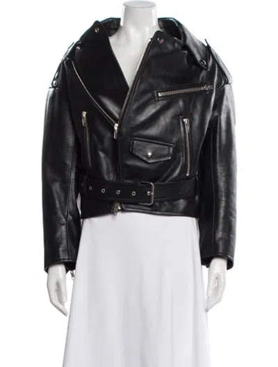Pre-owned Balenciaga 2016 Leather Biker Jacket In Black