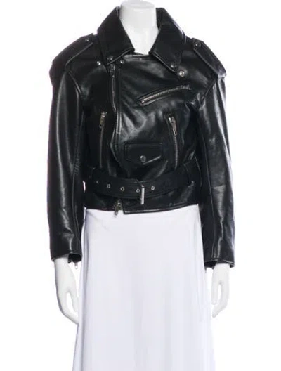 Pre-owned Balenciaga 2016 Leather Biker Jacket In Black