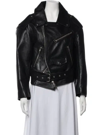 Pre-owned Balenciaga 2016 Leather Biker Jacket In Black