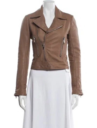 Pre-owned Balenciaga 2016 Leather Biker Jacket W/ Tags In Brown