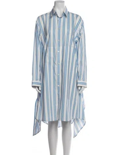 Pre-owned Balenciaga 2016 Midi Length Dress In Blue/white