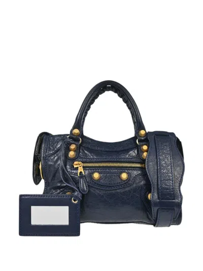 Pre-owned Balenciaga 2016 Mini Giant City Tote Bag In Blue