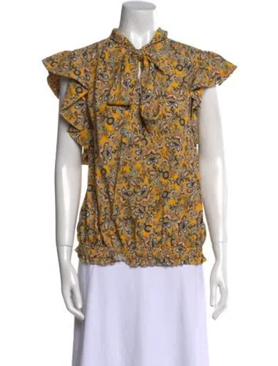 Pre-owned Balenciaga 2016 Paisley Print Blouse In Yellow