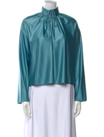 Pre-owned Balenciaga 2016 Satin Blouse In Blue