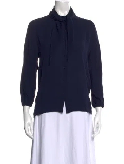 Pre-owned Balenciaga 2016 Silk Blouse In Blue