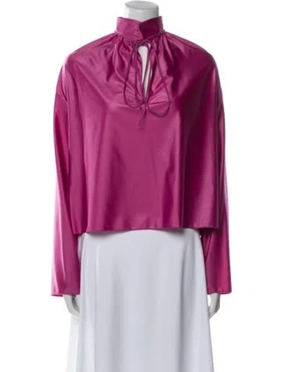 Pre-owned Balenciaga 2016 Silk Blouse In Purple