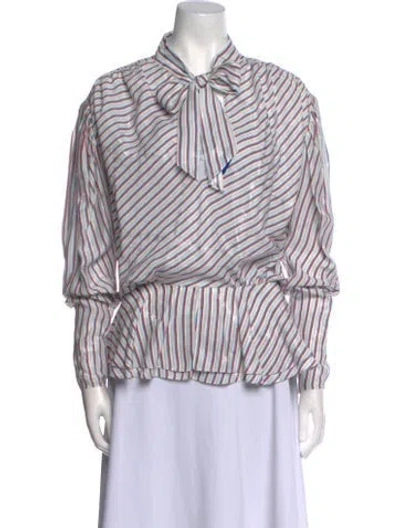 Pre-owned Balenciaga 2016 Striped Blouse In White