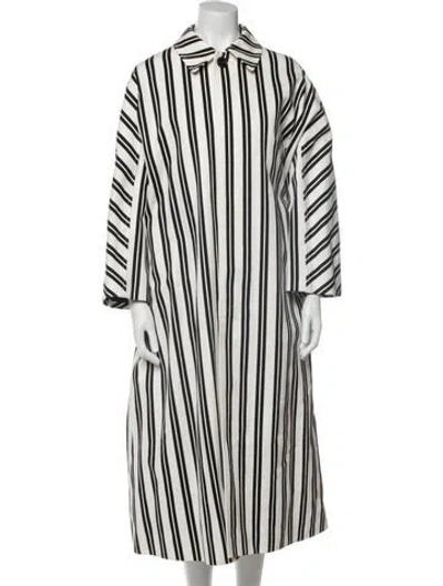 Pre-owned Balenciaga 2016 Striped Coat In White