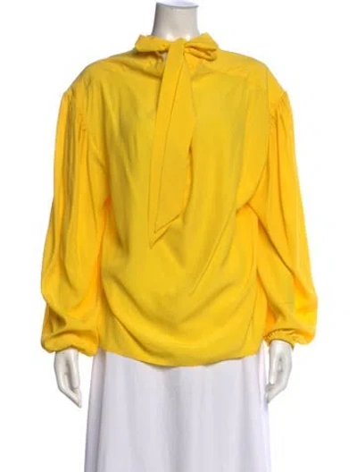Pre-owned Balenciaga 2016 Tie Neck Blouse In Yellow