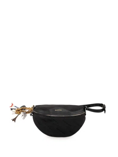 Pre-owned Balenciaga 2017 Canvas Souvenir Xs Belt Bag In Black